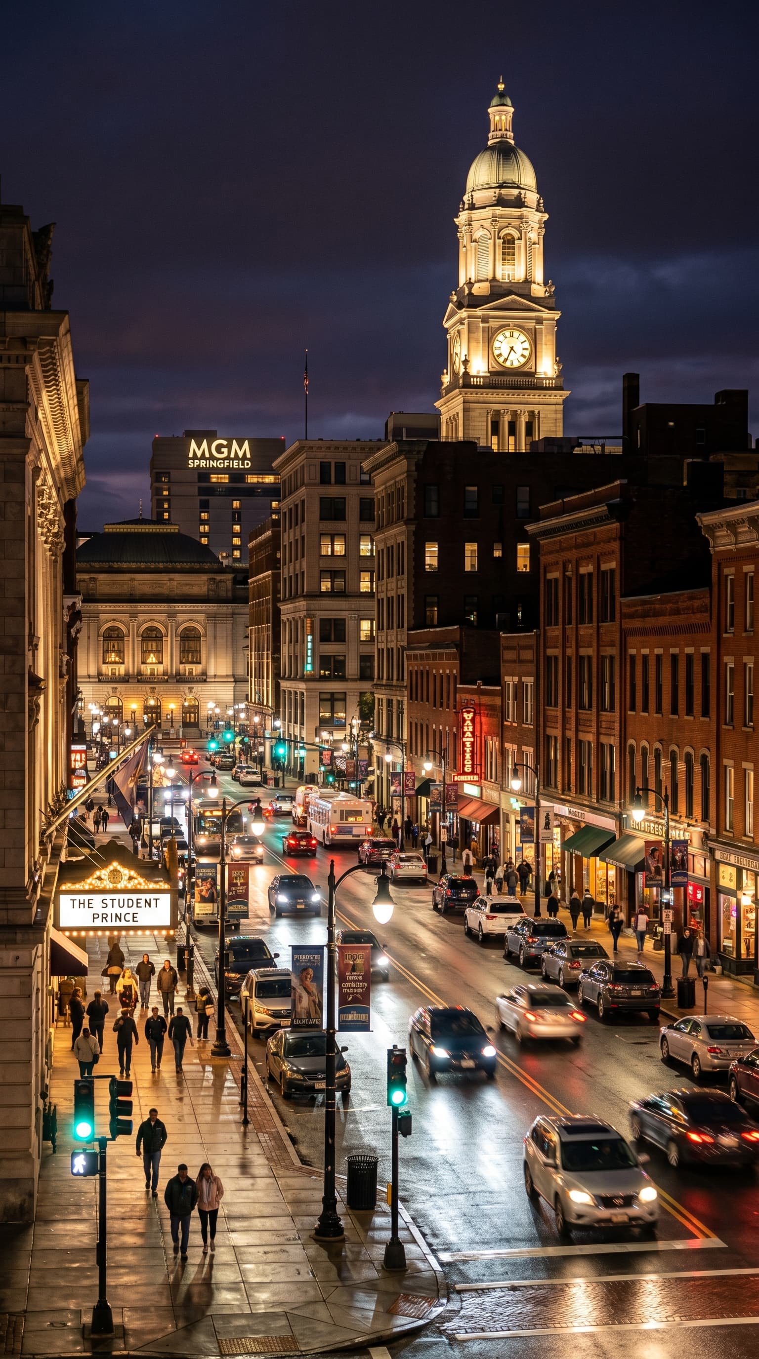 Downtown Springfield at night