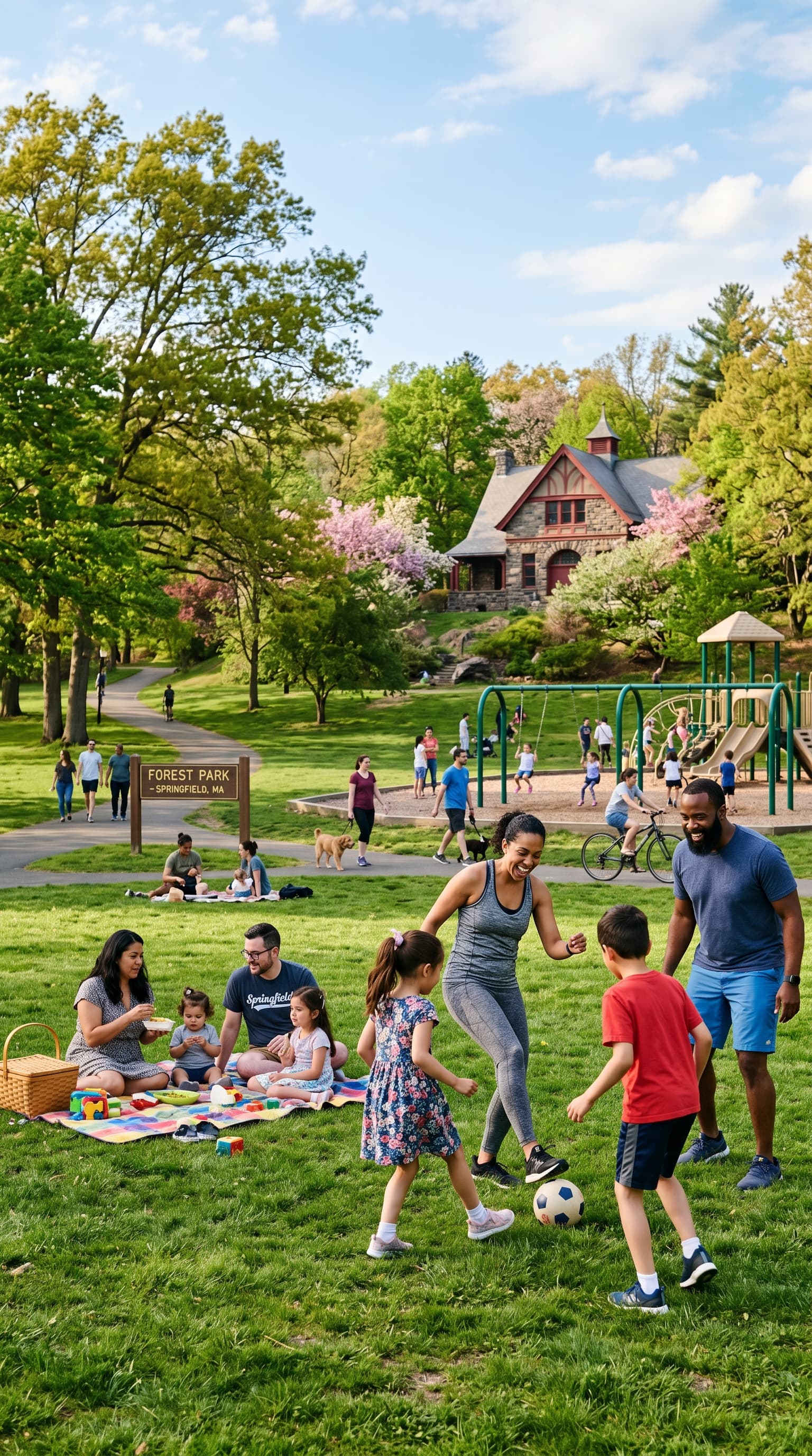 Families playing in the park